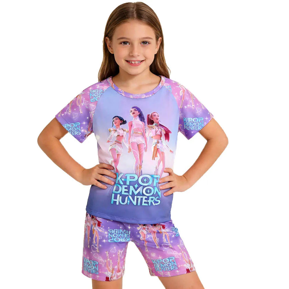 Children's Pajama Set, Short Sleeve, Girls' Clothing, 2-Piece Set, Children's Pajamas, Cute Boys' Pajamas, Ages 3-12