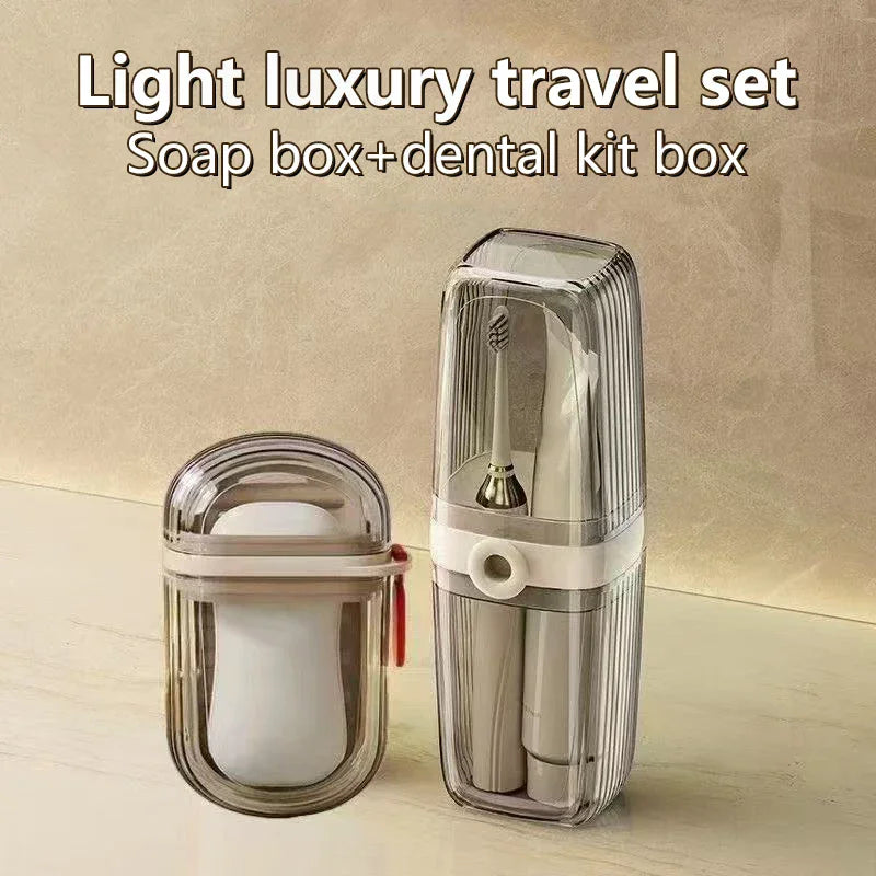 Travel Toiletries Set, Portable Mouthwash Cup, Tooth Cup, Toothbrush Storage Box, Essential Tool for Traveling and Business Trip