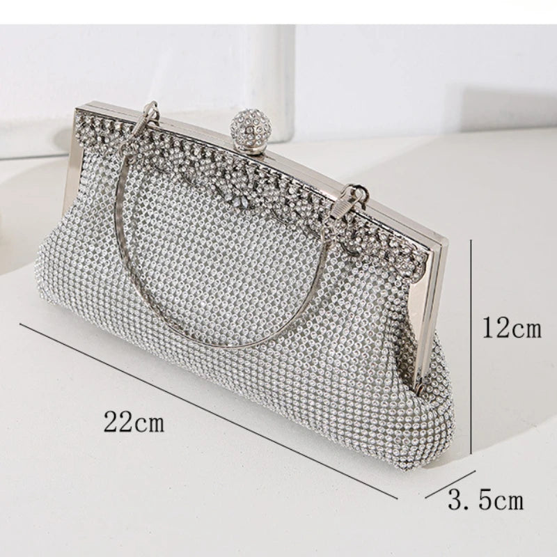 Shinny Luxury Clutch Bag Glitter Wedding Evening Bags with Rhinestone Shoulder Bags Small Handbags Hobos Fashion Party Purse