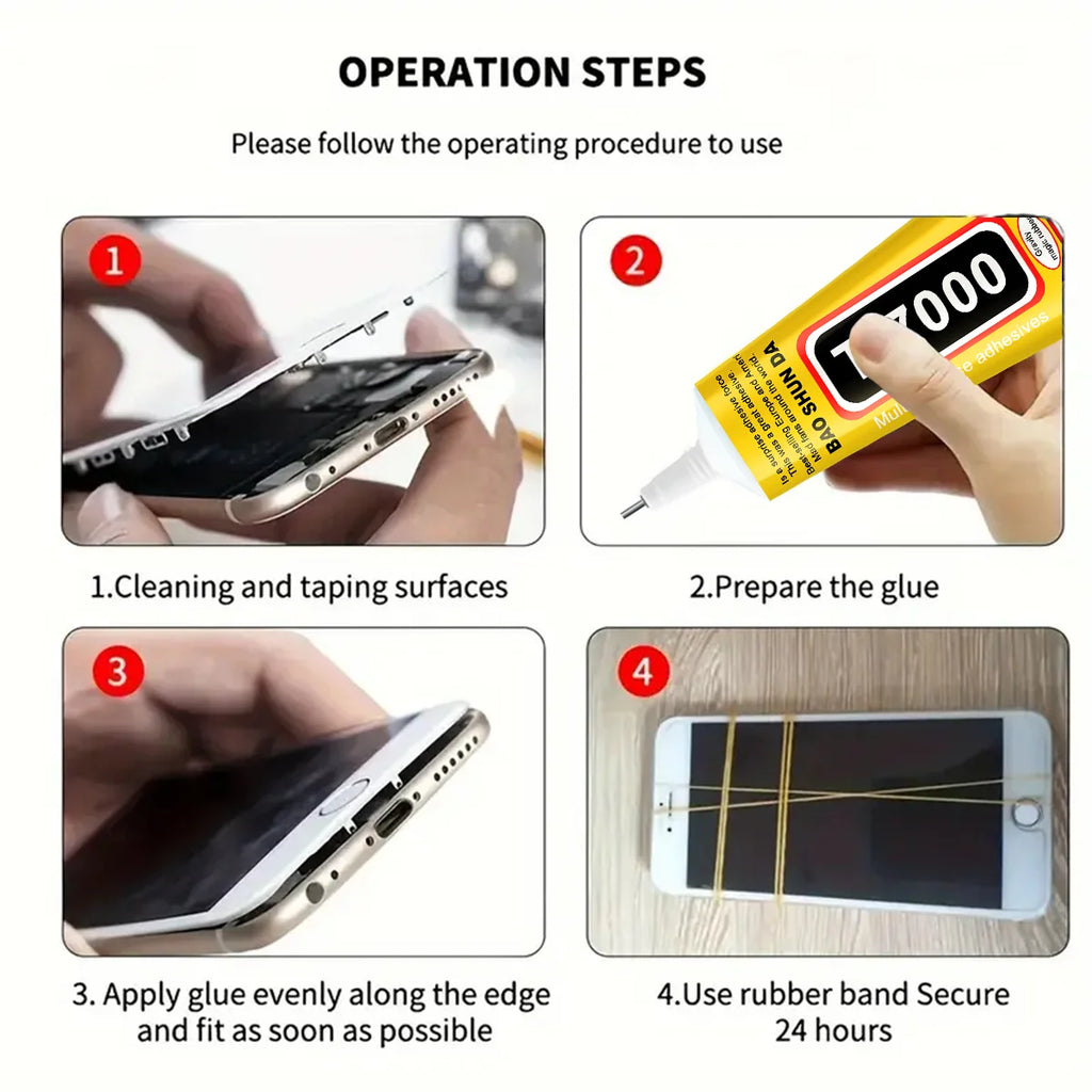 T7000 Electronic Component Repair Glue High-Strength Black Cellphone Tablet DIY Adhesive, T-7000 Super Strong Liquid Adhesive