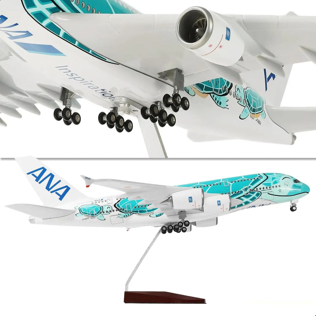 1/160 A380 for ANA Green Turtle Airplane Model Kits for Airbus A380 Model Plane for Adult Aviation Gifts or Aircraft Collection