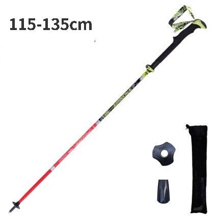 Pioneer Folding Ultralight Quick Lock Trekking Poles Hiking Pole Race Running Outdoor Walking Stick Carbon Fiber 115-135cm