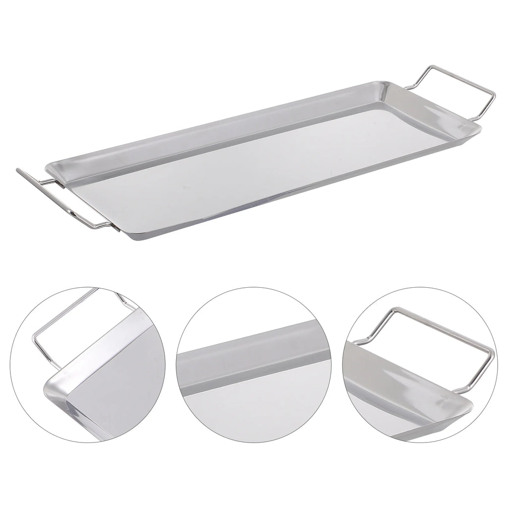 Extra Thick Stainless Steel Roasting Pan NonStick BBQ Grill Plate Home Outdoor Thermal Conductive Baking Tray For Barbecue Fish