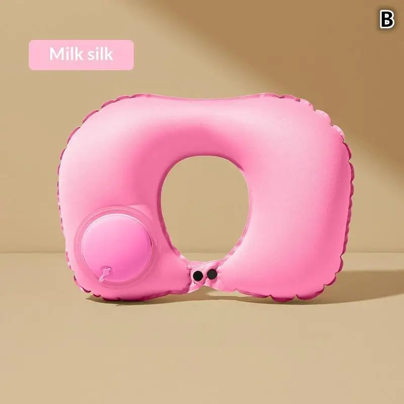 Flocking Inflatable Portable Neck Pillow That Can Be Stored And Self Filled Suitable For Outdoor Business Trips Camping〔CC33〕