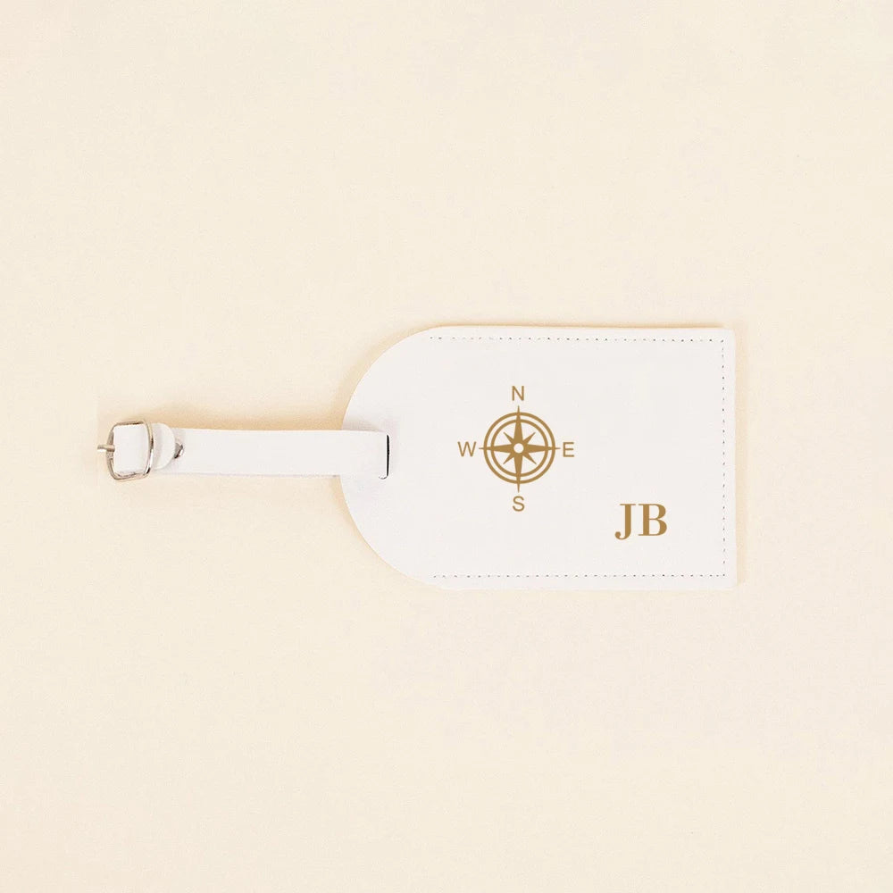 Personalized Pu Leather Luggage Tag Monogrammed Couple Travel Baggage Label Tags Wedding Bridal Shower Gift for Family Friends