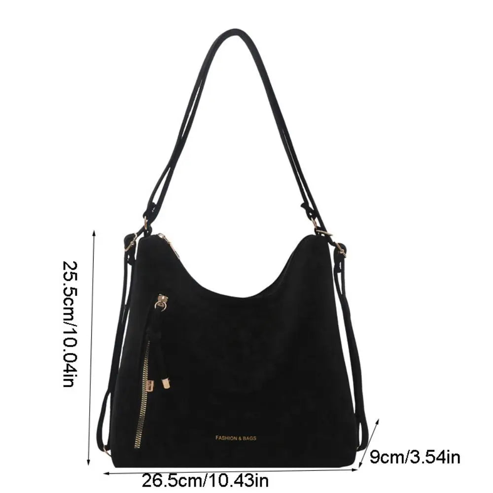 Portable Solid Color WomenTote Bag PU Leather Large Capacity Single Shoulder Bag Minimalist Lightweight Backpack Travel