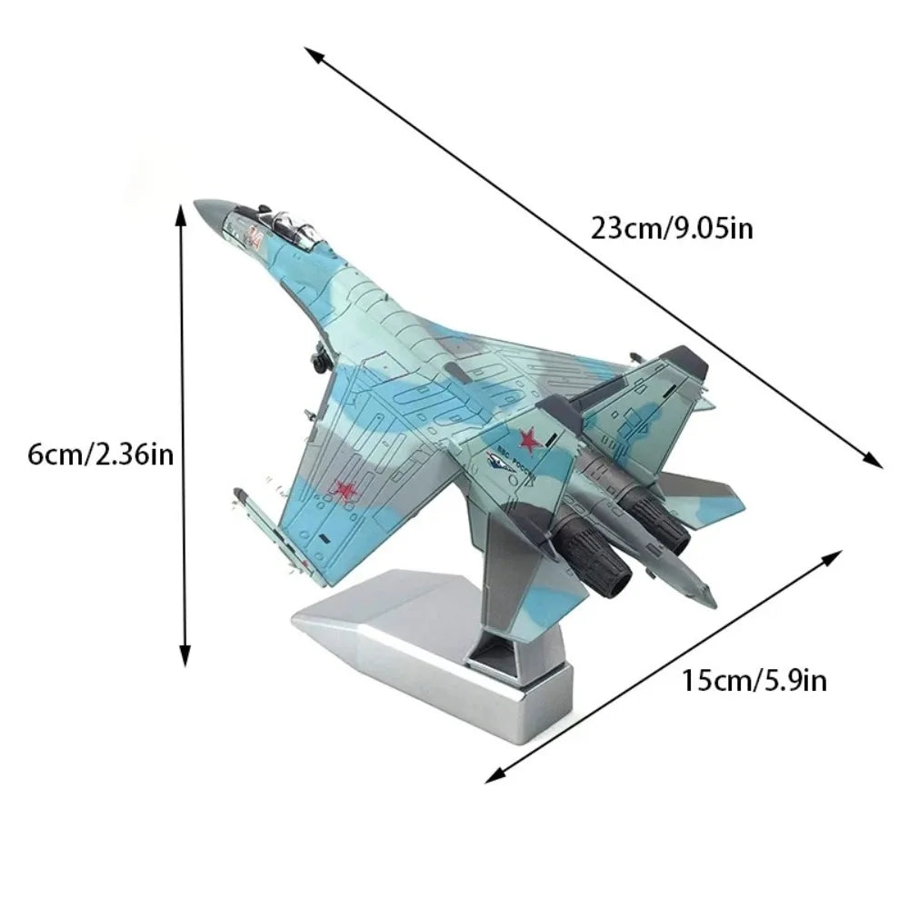 Metal Alloy Russian SU-35 Fighter 1/100 Scale Simulation Model Aircraft Replica Model Collectible Miniature Toy Plane Model Toy