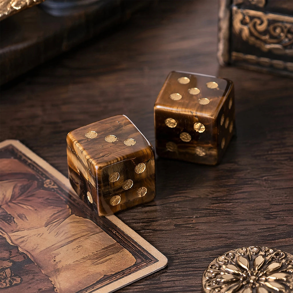 2PCS 6-Sided Mahjong Dice Polished Energy Stones Crystal D6 Mahjong Dices for Casino Games Craps DIY Crafts Spiritual Decor