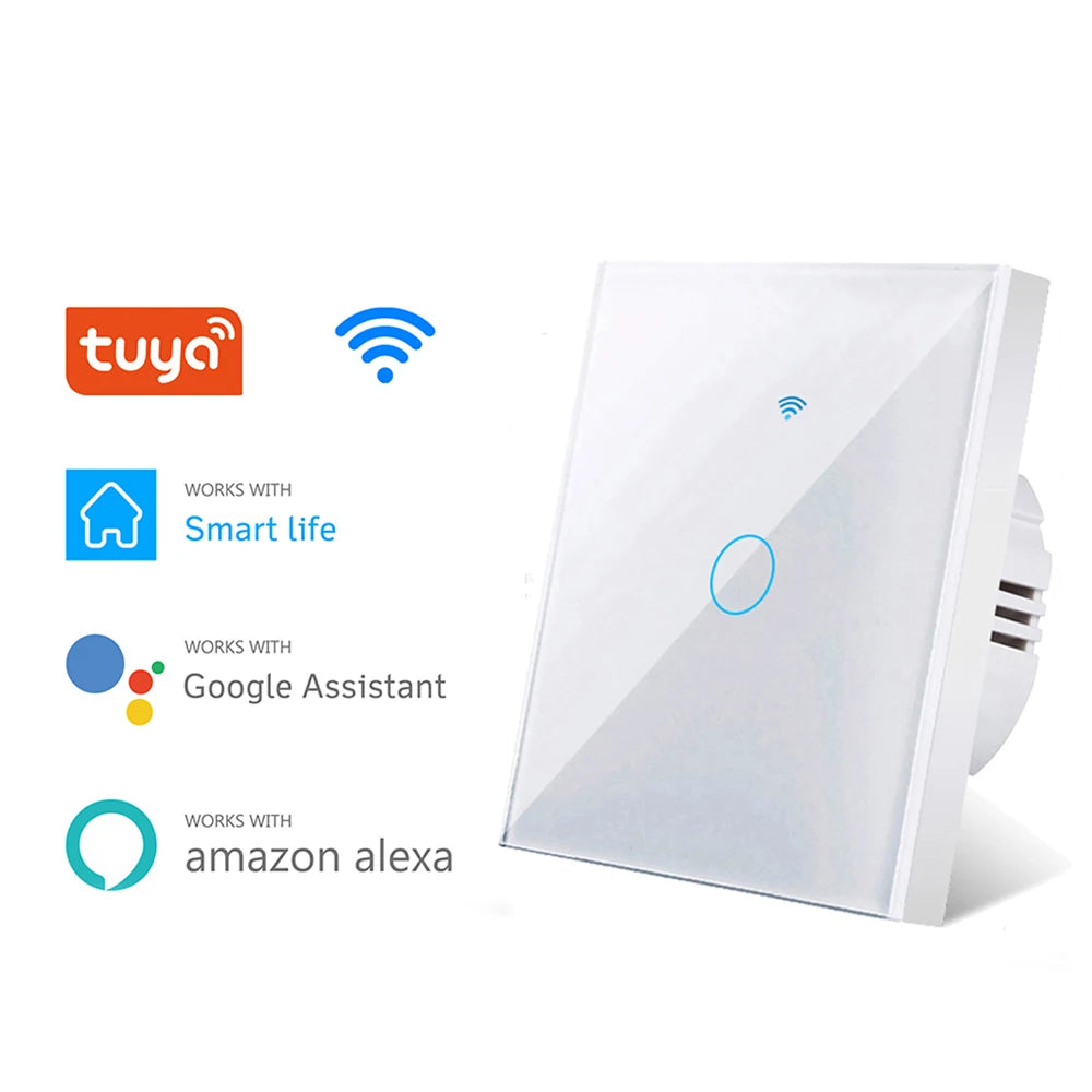 AXUS EU WiFi Smart Light Switches Touch Switch RF433 No Neutral Wire Work With Tuya Smart Life App Control Alexa Google Home