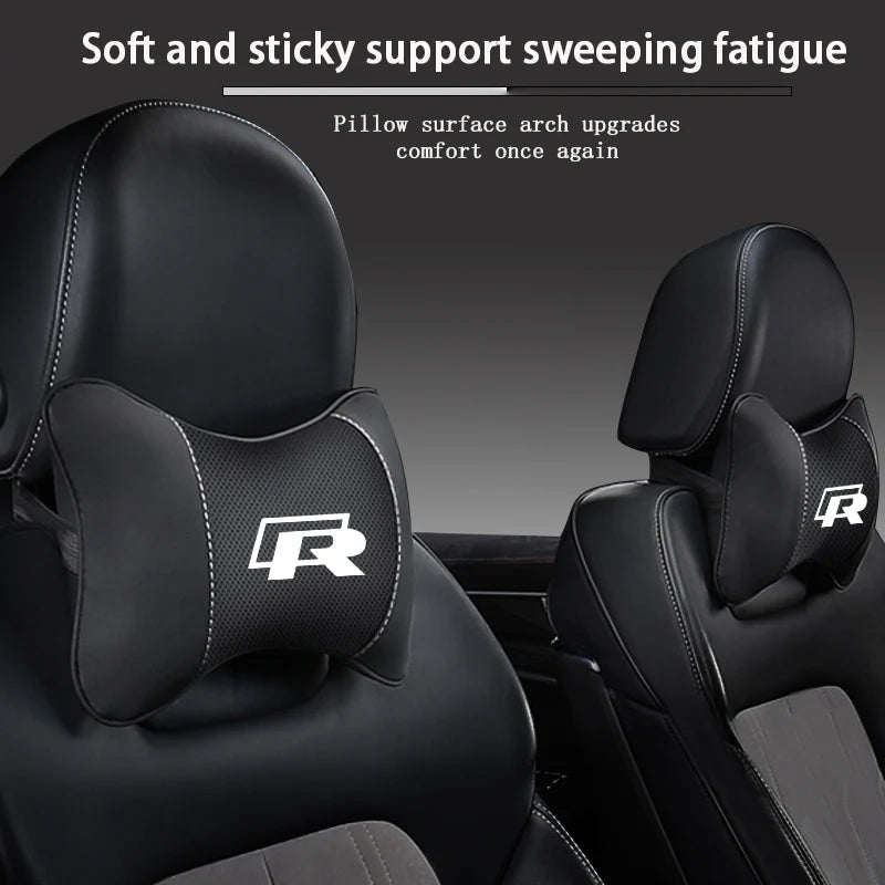 Keychain Leather Car Seat Headrest Memory Foam Comfort Neck Pillow Auto Interiors For Volkswagen VW T5 ID3 Tiguan GTI RLine Golf