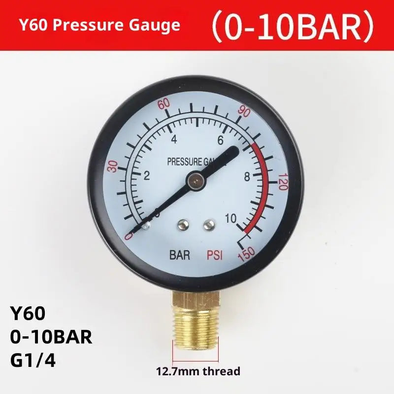 【New】1Pcs 0-25Bar 0-10Bar 0-12Bar Hydraulic Fluid Measuring Instrument Air Compressor Pressure Gauge DIY Accessories
