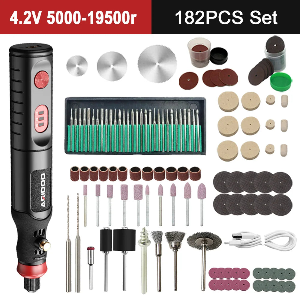 5000-20000r 4.2V Engraver Electric Drill Mini Grinder Engraving Pen Drilling Machine Cordless Rechargeable Micro Rotary Tool Kit