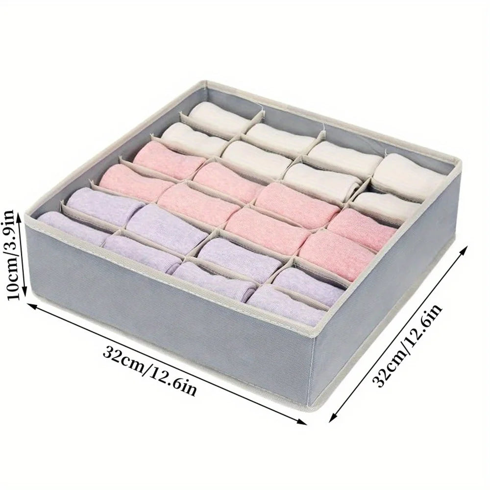 1PC Fabric underwear and socks storage box, 24 compartments, large capacity for home use