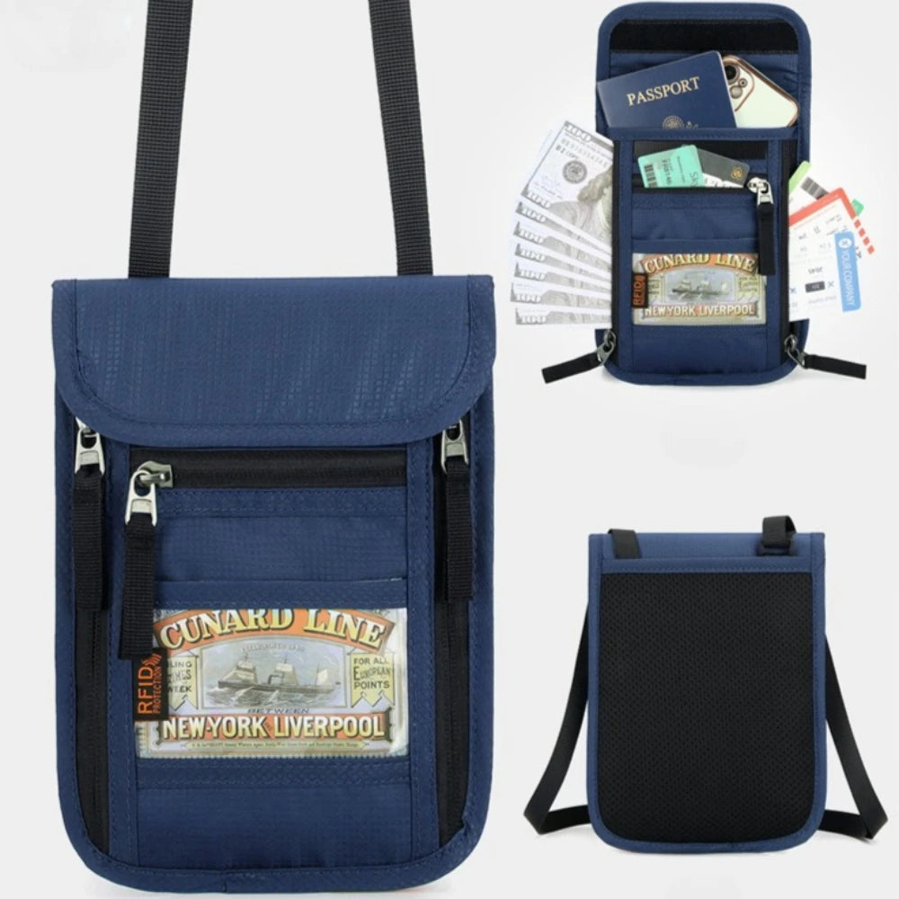 Travel Passport Pouch Neck Strap Ticket ID Pouch Passport Holder RFID-Blocking ID Pouch Senior-Friendly Anti-Lost Pouch
