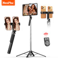 NeePho 185cm Extendable Selfie Stick Tripod NP-L9, Dual Phone Holder, Wireless Remote, Quadruped Stand, for Phone/Tablet/Gopro