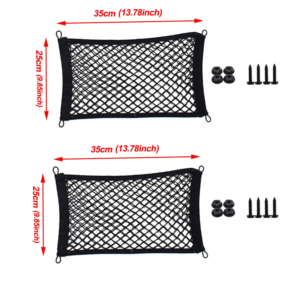 Stretchable Small Cargo Net Pocket Storage Mesh Net Elastic with Mounting Screws and Hooks for RV Truck Car SUV Boats