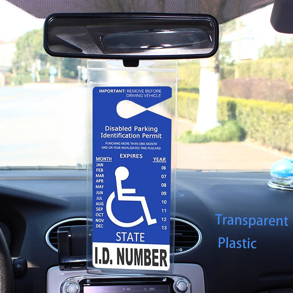 LotFancy Handicap Placard Holder- 10.6" x 5", Ultra Transparent Disabled Parking Permit Sign Protector Hanger Sleeve - Pack of 2