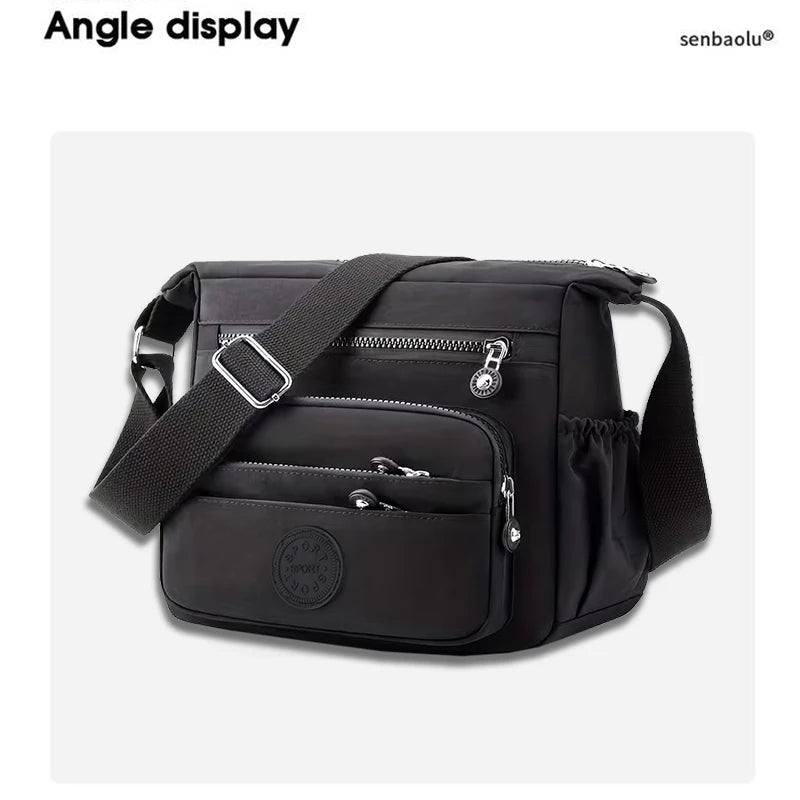 Breathable Multi-compartment Crossbody Bag Stylish Water-resistant Nylon Shoulder Purse, Lightweight Design for Everyday Use