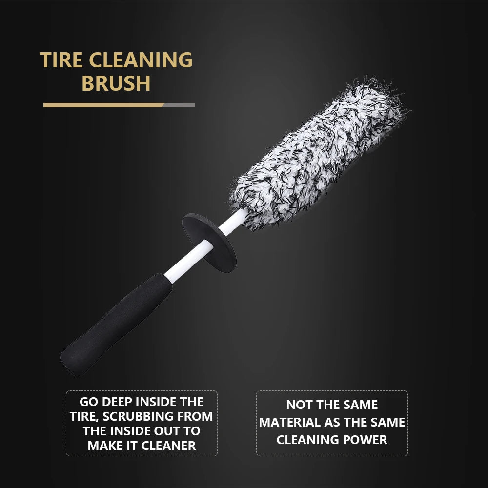 Car Wheel Cleaning Tire Brush Microfiber Car Long Reach Wheel Rim Detailing Brush Non Scratch Motorbike Rim Care Washing Tool