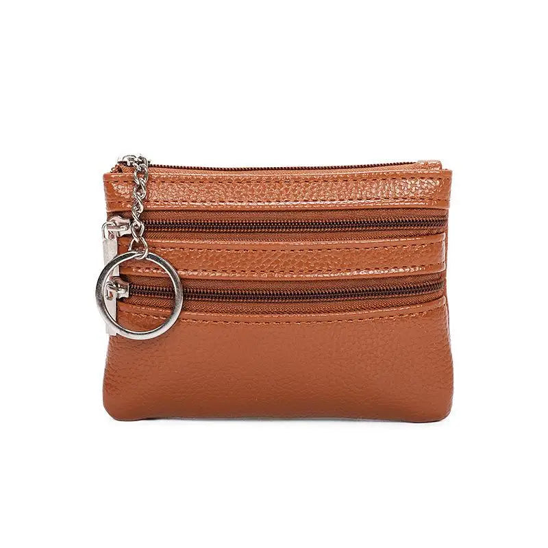 PU Leather Coin Purse Waterproof Anti-scratch Zipper Key Ring Credit Card Holder for Men Daily Use