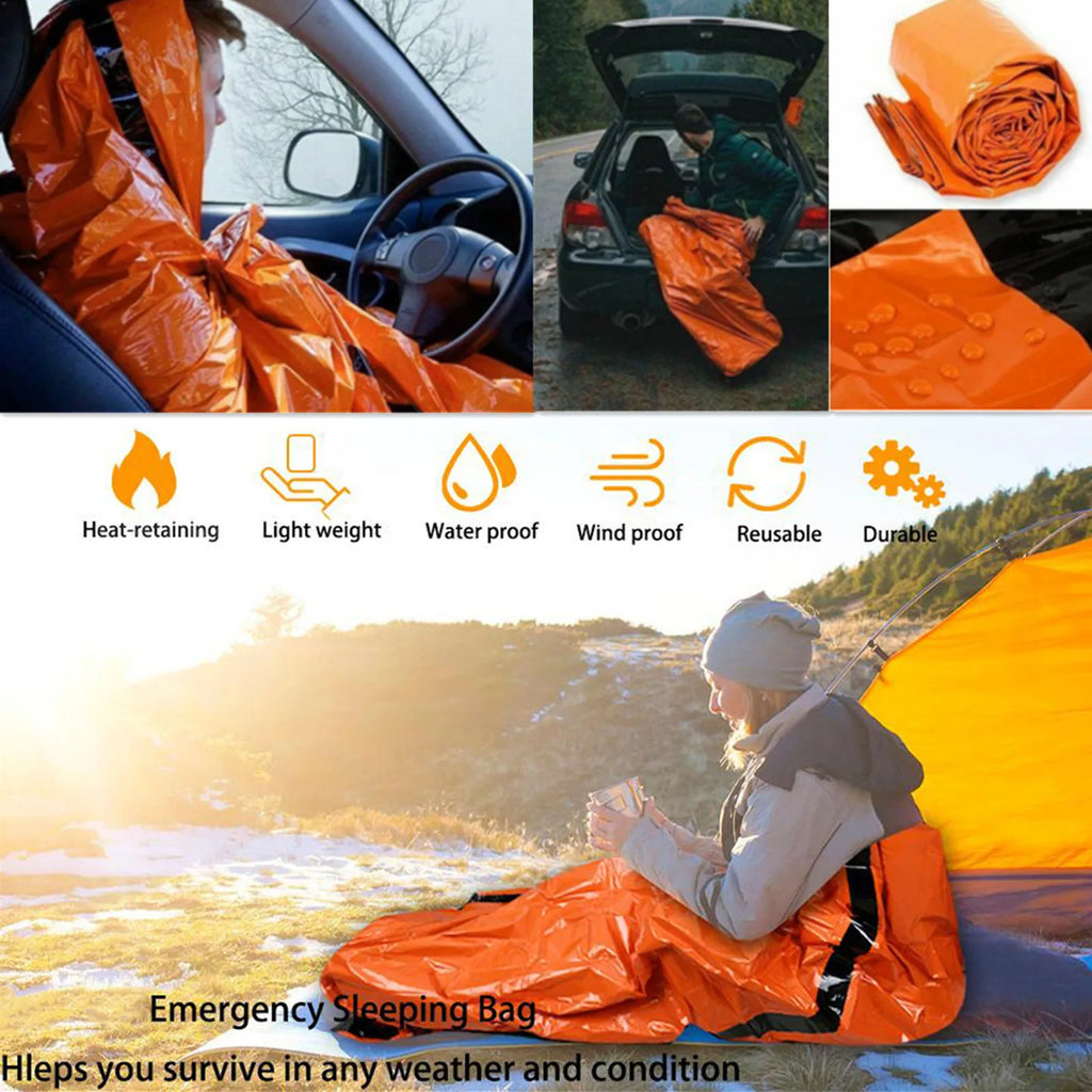 Waterproof Mylar Emergency Blanket Lightweight Portable Survival Shelter Sleeping Bag for Outdoor Camping Hiking Travel