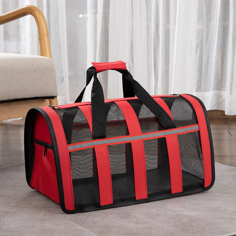 Pet Carrying Bag Outing Portable Cat Dogs Handbag Foldable Small to Medium Dog Cage Mesh Handbag