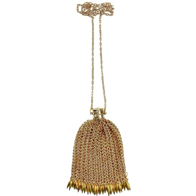Niche Design New Gold and Silver Soft Metal Mesh Phone Bag High Quality Women's Evening Lipstick Bag Handwoven Fashionable Bag
