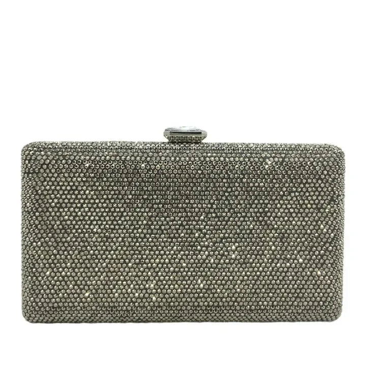 Boutique De FGG Women Black Crystal Clutch Evening Bags Wedding Bridal Rhinestone Box Handbags Party Dinner Diamond Clutch Purse