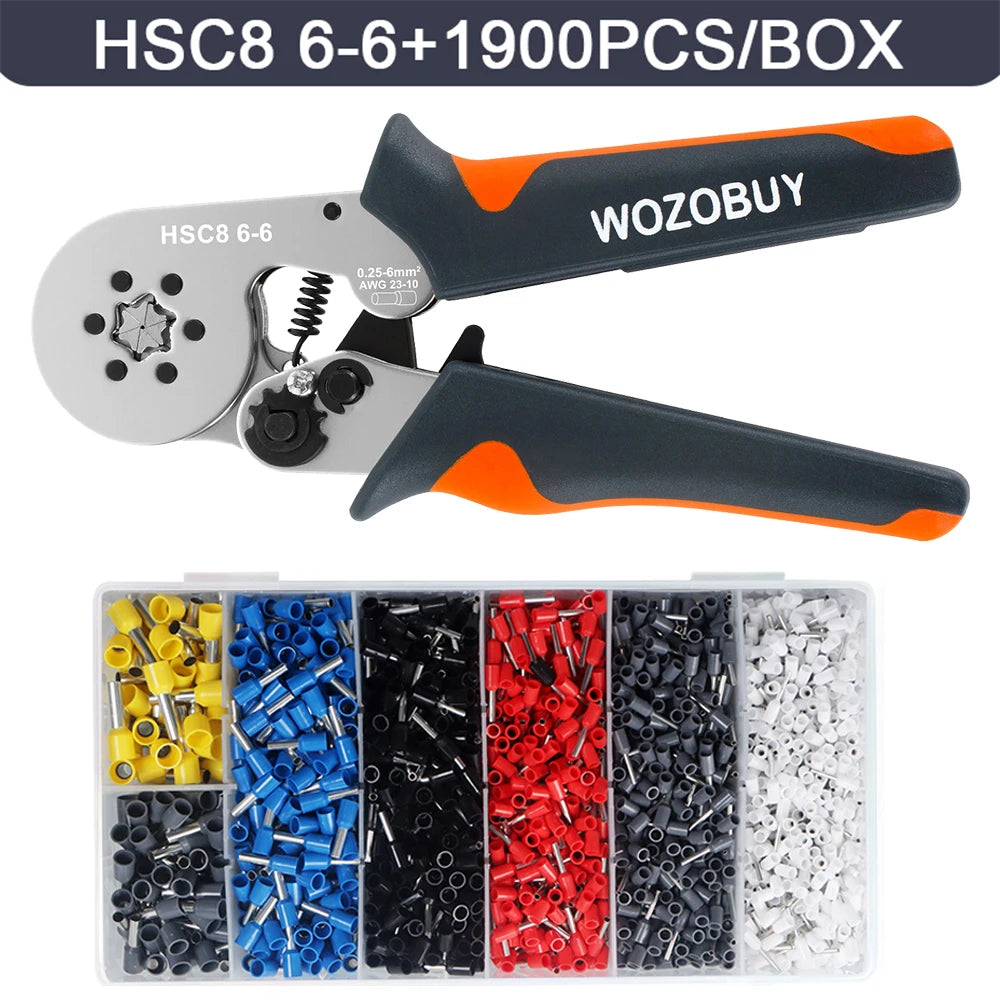 Hexagonal Ferrule Crimp Tool Wire Ferrule Crimping Tool HSC8 6-6/6-4 Self-adjustable Ratcheting Crimper for AWG23-10 0.25-6.0mm²