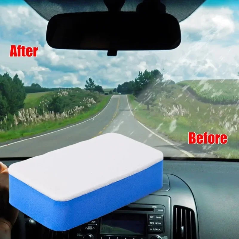 Car Glass Oil Film Cleaning Sponge Wiper Polishing Sponges Car Windshield Wool Felt Brush Oil Removal Tools