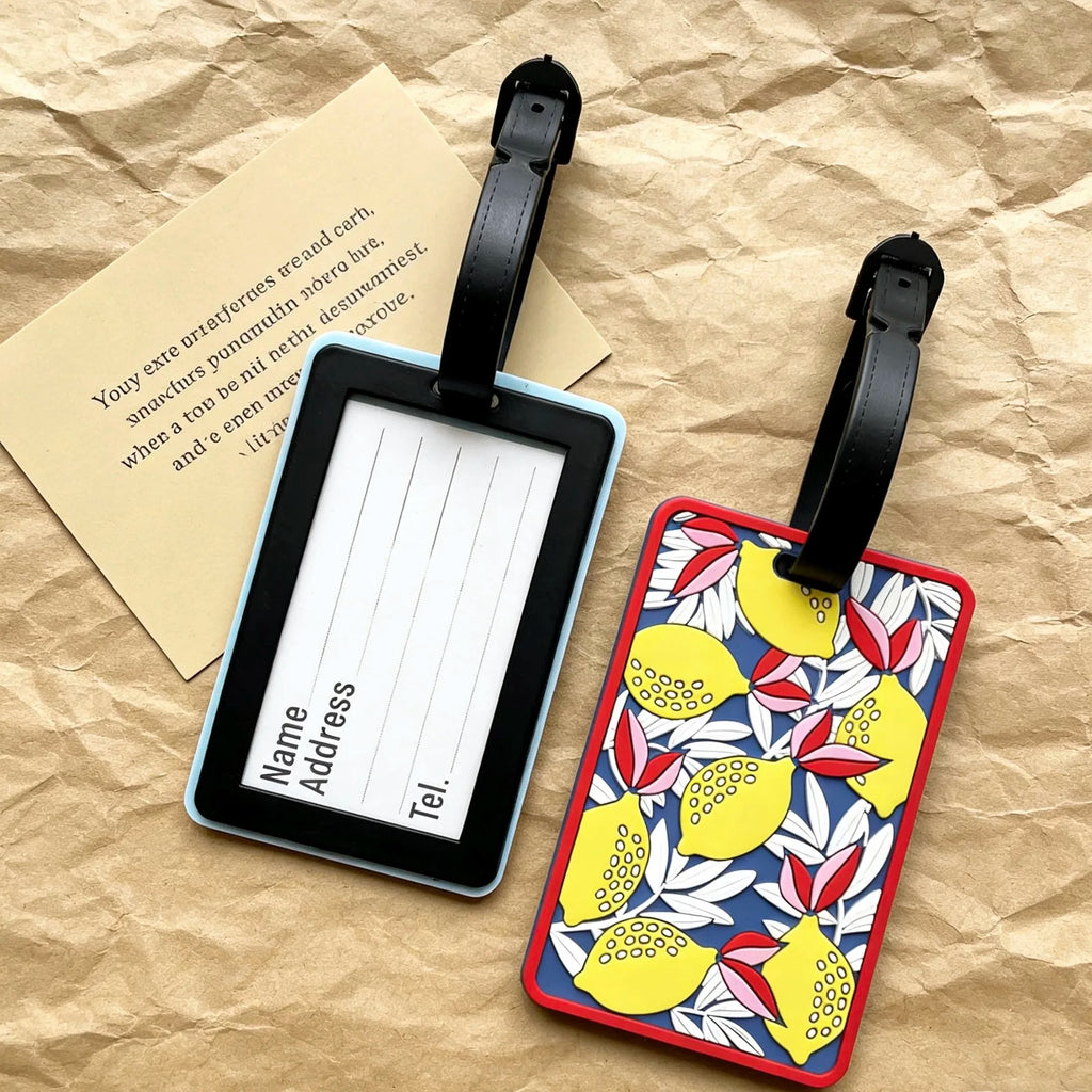 1/2/4Pcs Tropical Plant Silicone Luggage Tag Creative Lemon Leaf Travel Baggage Name Id Label Card Anti-Lost Suitcase Identifier
