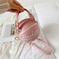 Basketball Shaped Crossbody Bag, Trendy Y2K Chain Shoulder Bag, PU Leather Top Handle Circle Purse Purses and Handbags Hand Bags
