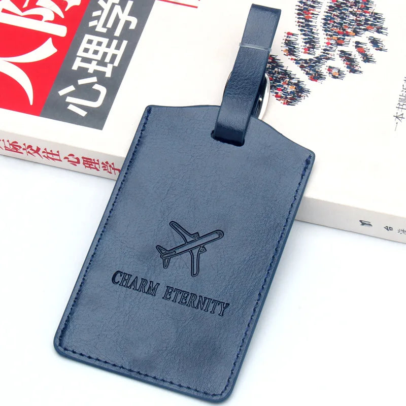 Creative Airplane Boarding Pass PU Leather Luggage Cute Luggage Tag Tags Thick Travel Suitcase Bag Tag Identifier  for Men Women