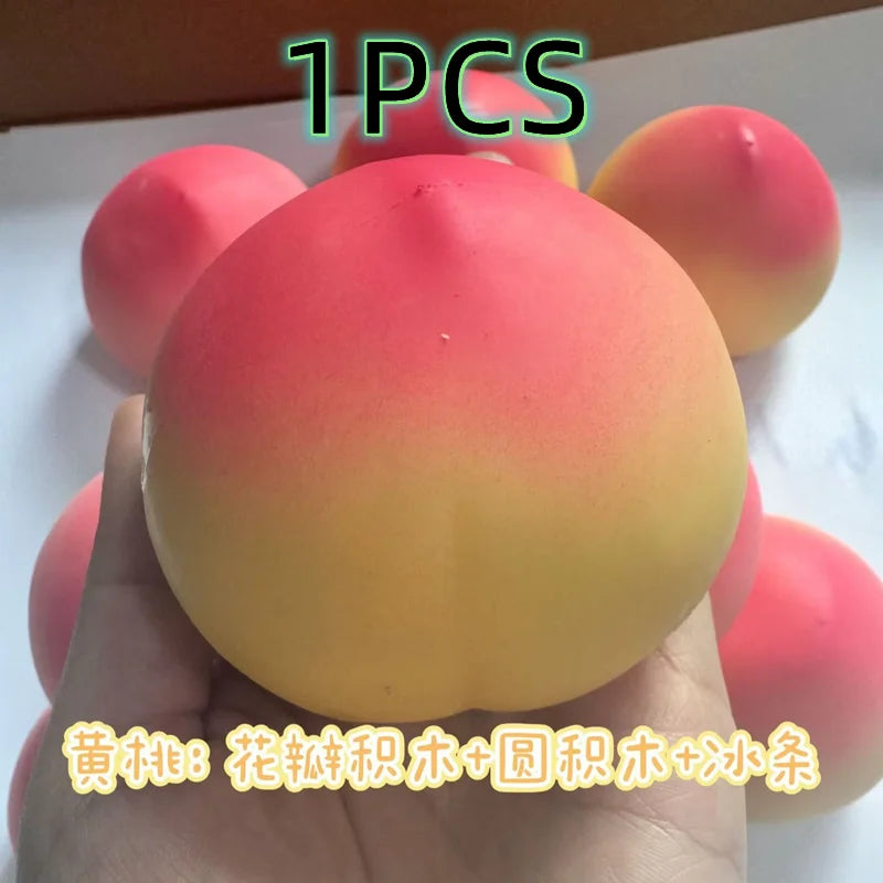 Fruit Peach Handmade Ball Squishy Toy Crispy Sound Slow Rising Stress Relief for Adults Anti-Anxiety Squeeze Sensory Fidget Toy