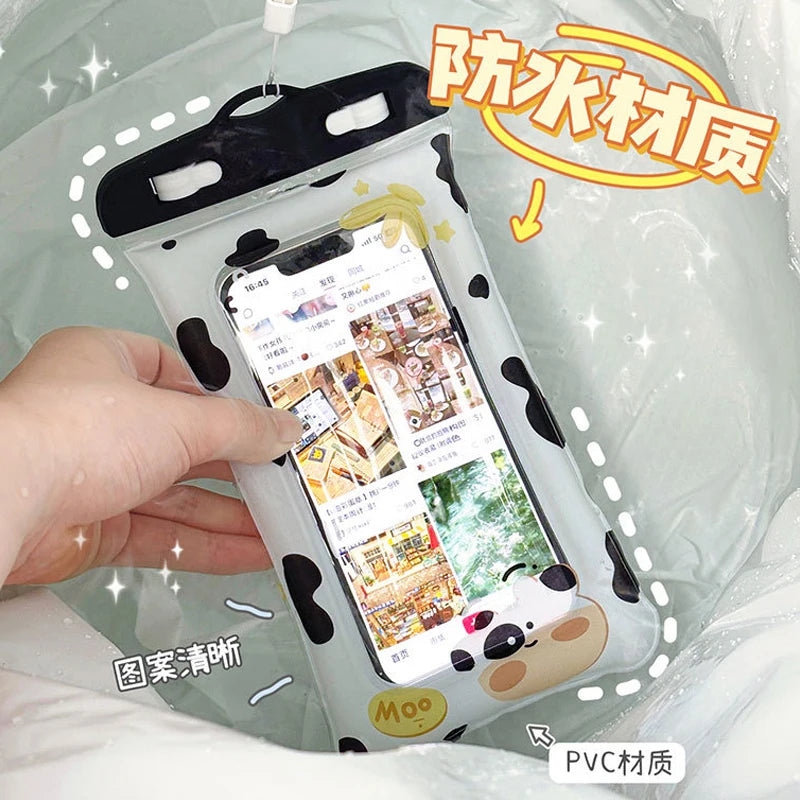 Animal phone waterproof bag cartoon style airbag floating touch screen protective cover swimming phone waterproof bag
