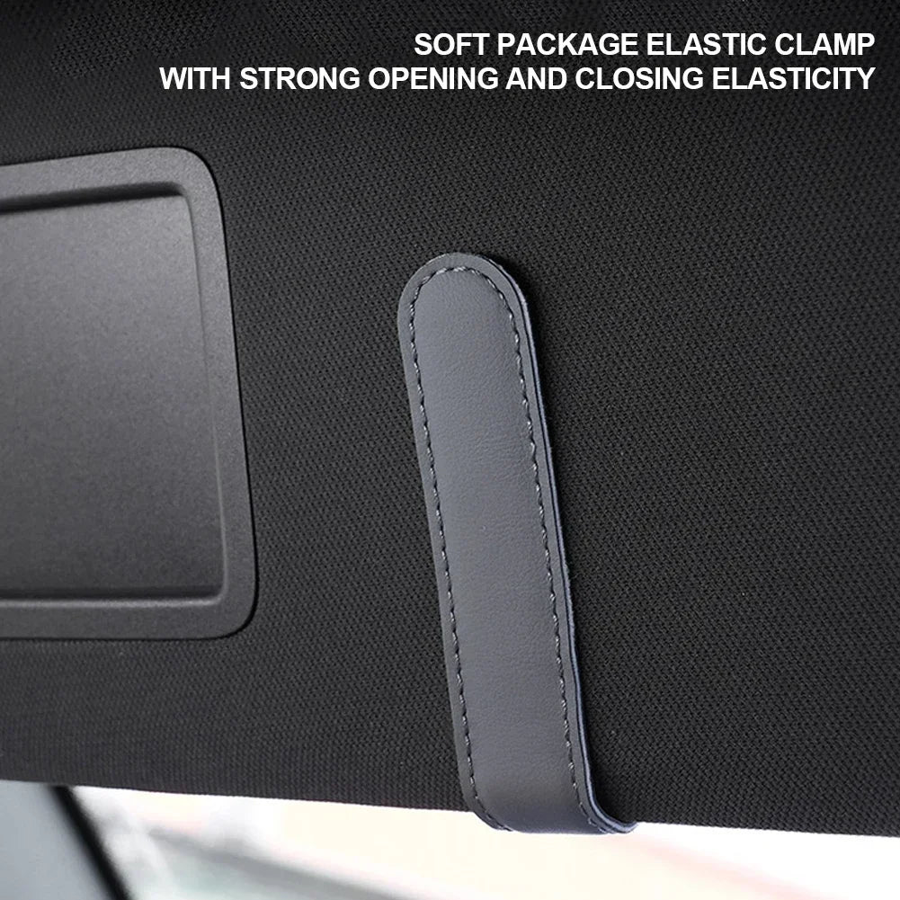 Car Eyeglass Storage Clip Card Ticket Holder Super Fiber Leather Sun Visor Sunglasses Holder Auto Interior Accessories