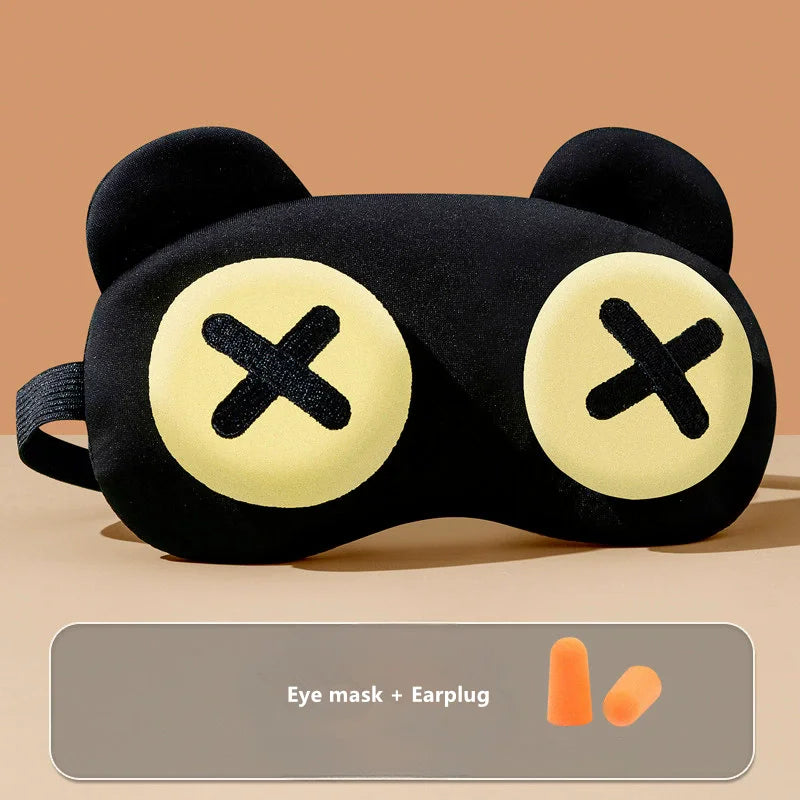 Cute Bear Eye Mask Sleep Aid Light Blocking Breathable Eyeshade for Travel Protective Safety Eye Wear Cold Hot Compress