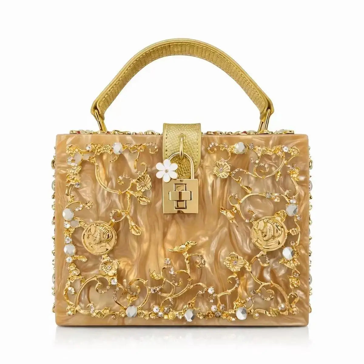 Luxury Designer Shimmer Acrylic Box Glitter Rhinestones Diamond Evening Bag Wedding Party Clutch Purse Shoulder Messenger Bag