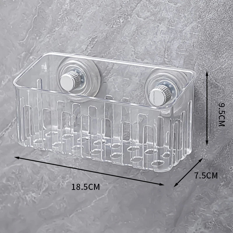 【N】Suction Cup Sink Rack Faucet Drain Rack Multifunctional Basket Kitchen Sponge Rack Punch-free Wall Mount