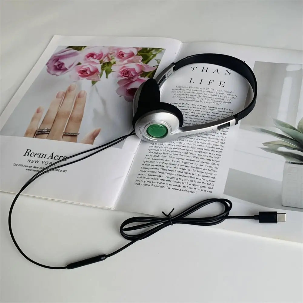 Fashion Retro Classic Headset Y2K Wired Headphone 3.5mm Type C Over Ear Earbud