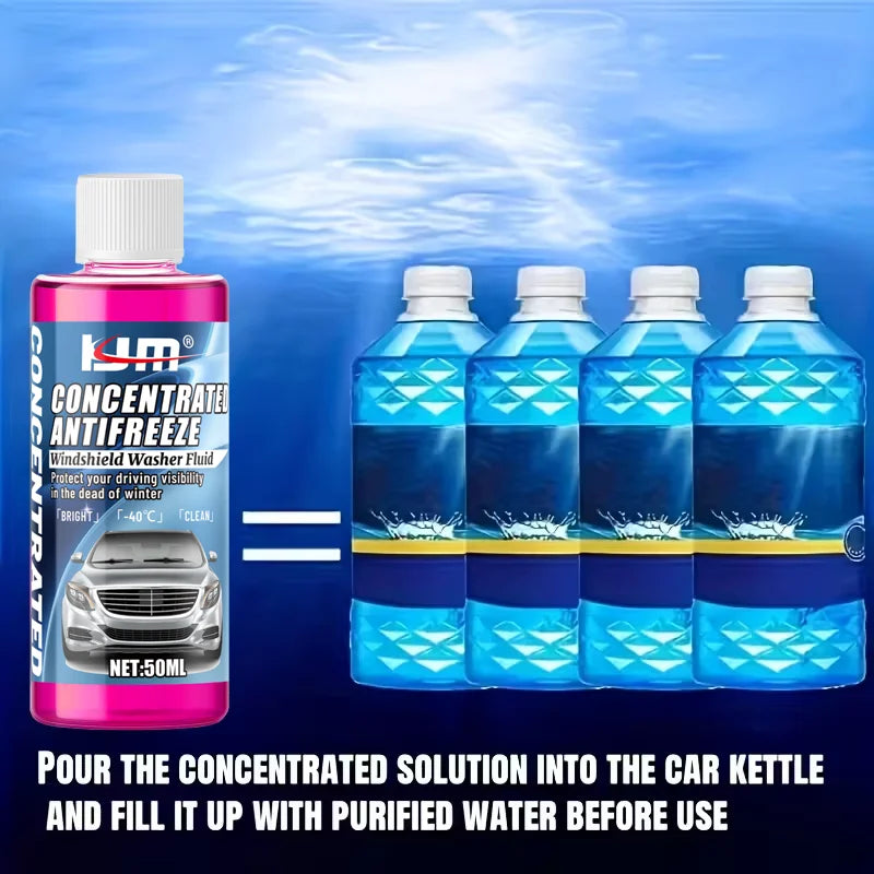 KJM 50ml Concentrated Windshield Washer Fluid -40℃ Anti-Freeze with Oil Film Remover And Glass Cleaning Properties