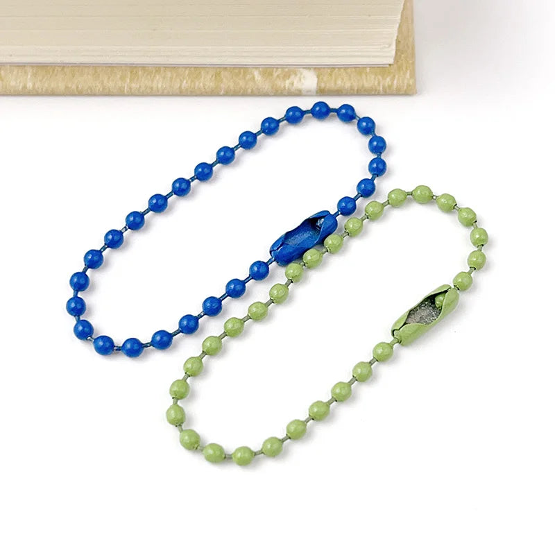 10 Colors 11.5cm 50-200piece 2.4mm Baking Paint Metal Bead Chain Round Wave Chain Handmade DIY Tag Keychain Toy Pendant Material
