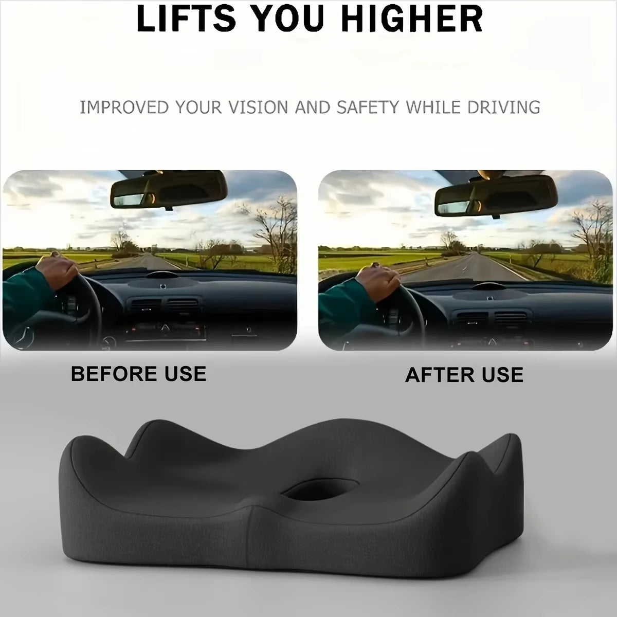 Car Seat Memory Foam Cushion Lumbar Support Soft Elastic Office Chair Pad Seat Cushion Suit for Desk Office Use Pain Relief