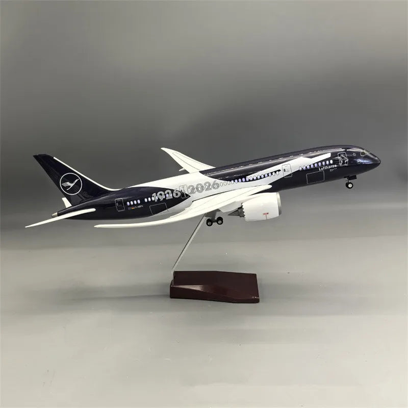 1:130 Scale Lufthansa B787 Airways 100th Anniversary Commemoration Airplane Model Aircraft With LED Collection Display Gifts
