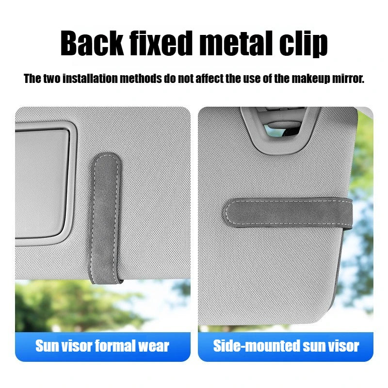 Car Sun Visor Sunglasses Holder, Magnetic Suede Clip, Double Clip for Glasses & Tickets, Car Interior Storage Accessories