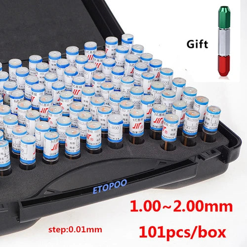 51/101pcs step 0.01mm Precision Steel Pin Gauge 1.00-2.00mm 0.5-1mm Smooth Plug Gauge Hole Gauge set pin Measuring Tool
