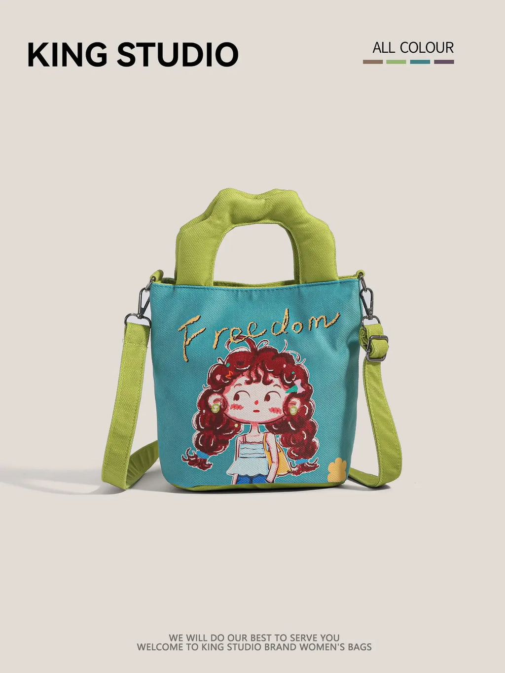 2026 New Trendy Illustration Design Canvas Bucket Bag for Women Cute Funny Ugly Cute Shoulder Crossbody Handbag