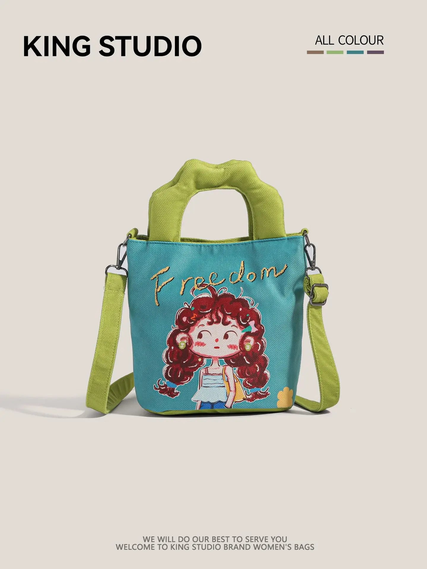 2026 New Trendy Illustration Design Canvas Bucket Bag for Women Cute Funny Ugly Cute Shoulder Crossbody Handbag