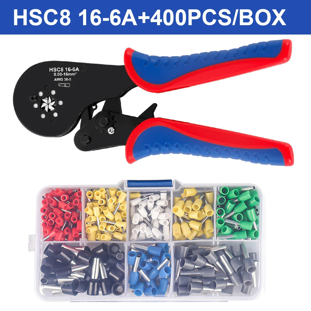 Ferrule Crimping Tool HSC8 16-6A Tubular Terminal Mini Pliers For Large Size Terminals Electrical Clamps 0.08-16mm²/30-5AWG