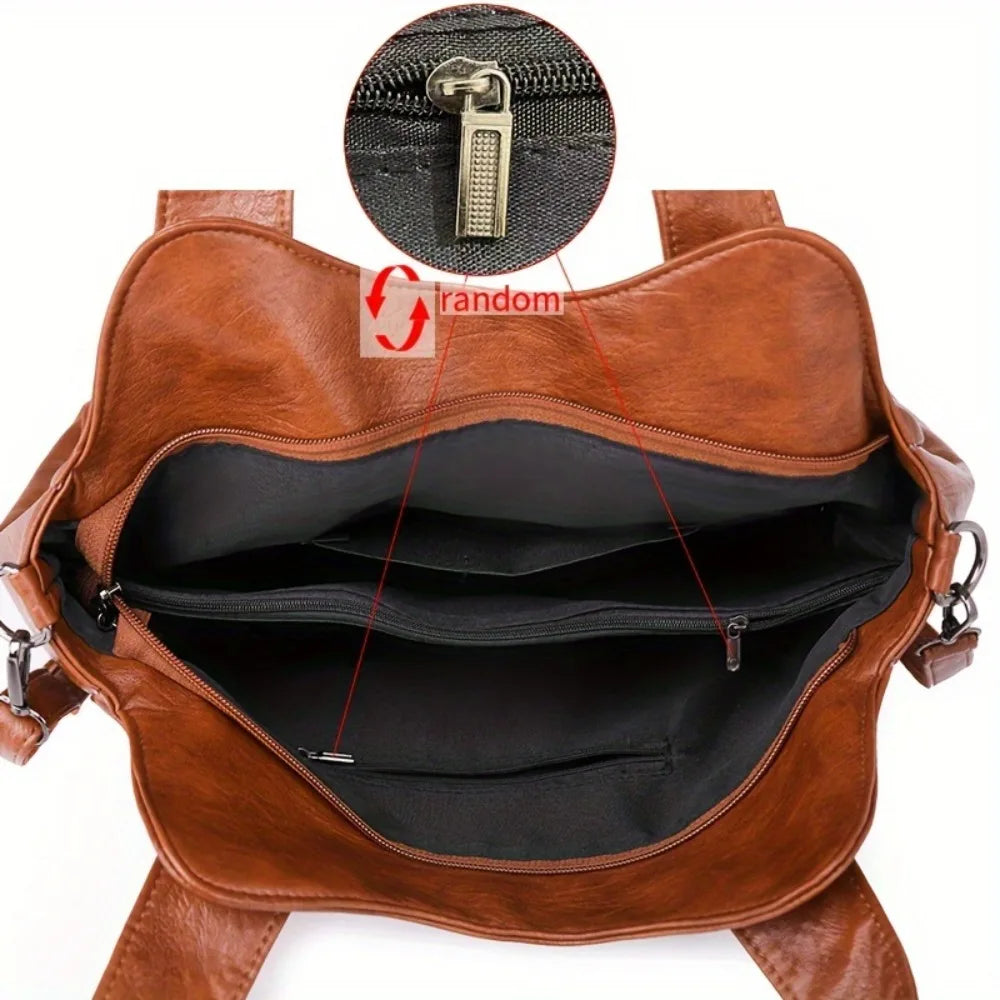 New Women Large Capacity Tote Bag Leather Shoulder Handbag with Removable Strap Fashion Casual PU Crossbody Bag Shoulder Bags